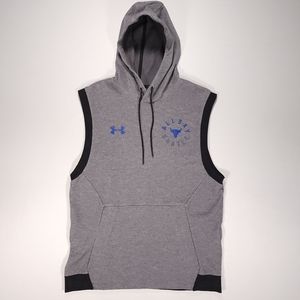 Under Armour Men's Project Rock Double Knit Sleeveless Hoodie Large Steel EUC!
